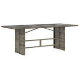 NNEVL Garden Table with Glass Top Grey 190x80x74 cm Poly Rattan