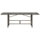 NNEVL Garden Table with Glass Top Grey 190x80x74 cm Poly Rattan