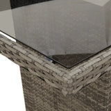 NNEVL Garden Table with Glass Top Grey 190x80x74 cm Poly Rattan