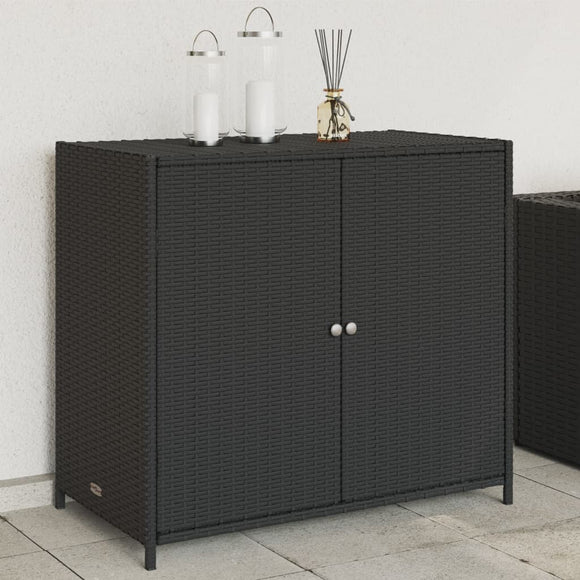 NNEVL Garden Storage Cabinet Black 83x45x76 cm Poly Rattan