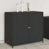 NNEVL Garden Storage Cabinet Black 83x45x76 cm Poly Rattan