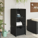 NNEVL Garden Storage Cabinet Black 50x55x115 cm Poly Rattan