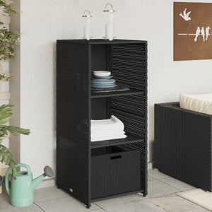 NNEVL Garden Storage Cabinet Black 50x55x115 cm Poly Rattan