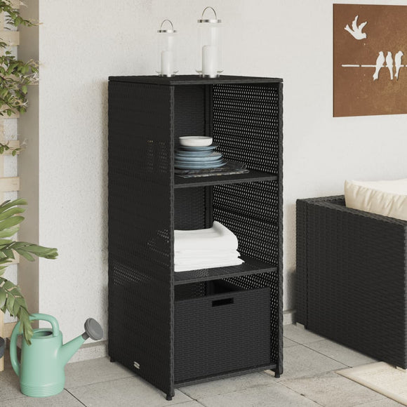 NNEVL Garden Storage Cabinet Black 50x55x115 cm Poly Rattan