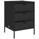 NNEVL Garden Storage Cabinet Black 55x59x80 cm Poly Rattan
