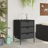 NNEVL Garden Storage Cabinet Black 55x59x80 cm Poly Rattan