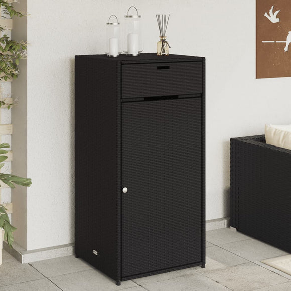 NNEVL Garden Storage Cabinet Black 55x55x111 cm Poly Rattan