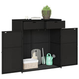 NNEVL Garden Storage Cabinet Black 105x55x113 cm Poly Rattan