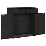 NNEVL Garden Storage Cabinet Black 105x55x113 cm Poly Rattan