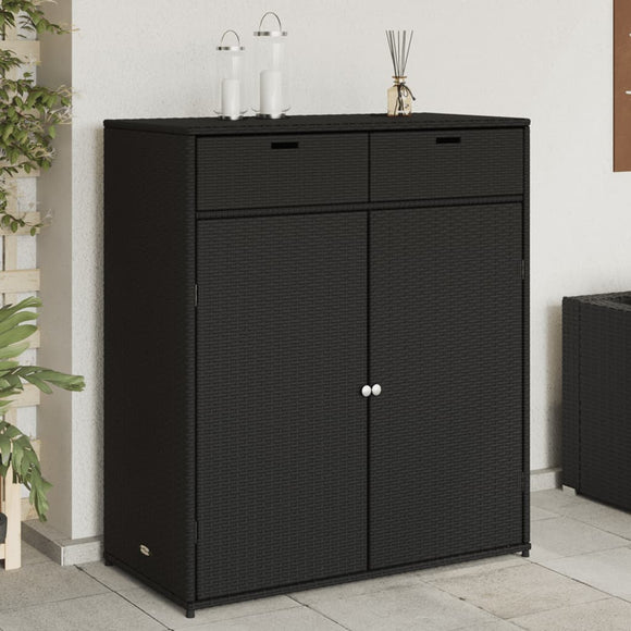 NNEVL Garden Storage Cabinet Black 105x55x113 cm Poly Rattan