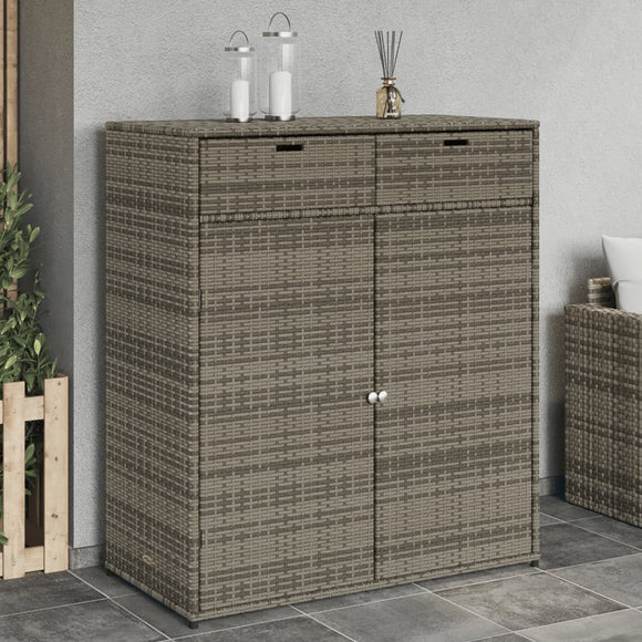 NNEVL Garden Storage Cabinet Grey 105x55x113 cm Poly Rattan