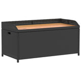 NNEVL Storage Bench Black 100x50x52 cm Poly Rattan and Acacia Wood