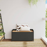 NNEVL Storage Bench Black 100x50x52 cm Poly Rattan and Acacia Wood