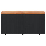 NNEVL Garden Storage Box Black 110x50x54 cm Poly Rattan Acacia Wood