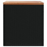 NNEVL Garden Storage Box Black 110x50x54 cm Poly Rattan Acacia Wood