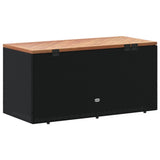 NNEVL Garden Storage Box Black 110x50x54 cm Poly Rattan Acacia Wood