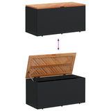 NNEVL Garden Storage Box Black 110x50x54 cm Poly Rattan Acacia Wood