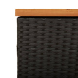 NNEVL Garden Storage Box Black 110x50x54 cm Poly Rattan Acacia Wood