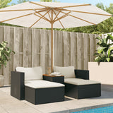 NNEVL 5 Piece Garden Sofa Set with Cushions Black Poly Rattan Acacia