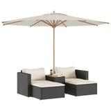 NNEVL 5 Piece Garden Sofa Set with Cushions Black Poly Rattan Acacia