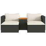 NNEVL 5 Piece Garden Sofa Set with Cushions Black Poly Rattan Acacia