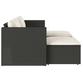 NNEVL 5 Piece Garden Sofa Set with Cushions Black Poly Rattan Acacia