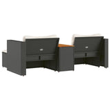 NNEVL 5 Piece Garden Sofa Set with Cushions Black Poly Rattan Acacia