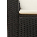 NNEVL 5 Piece Garden Sofa Set with Cushions Black Poly Rattan Acacia