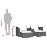 NNEVL 5 Piece Garden Sofa Set with Cushions Black Poly Rattan Acacia