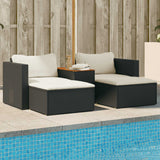 NNEVL 5 Piece Garden Sofa Set with Cushions Black Poly Rattan Acacia