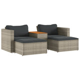 NNEVL 5 Piece Garden Sofa Set with Cushions Grey Poly Rattan Acacia