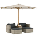 NNEVL 5 Piece Garden Sofa Set with Cushions Grey Poly Rattan Acacia
