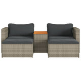 NNEVL 5 Piece Garden Sofa Set with Cushions Grey Poly Rattan Acacia