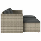 NNEVL 5 Piece Garden Sofa Set with Cushions Grey Poly Rattan Acacia