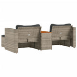 NNEVL 5 Piece Garden Sofa Set with Cushions Grey Poly Rattan Acacia
