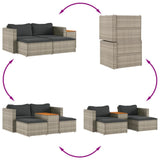 NNEVL 5 Piece Garden Sofa Set with Cushions Grey Poly Rattan Acacia