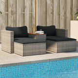 NNEVL 5 Piece Garden Sofa Set with Cushions Grey Poly Rattan Acacia
