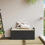 NNEVL Storage Bench with Cushion Black 115x51x52 cm Poly Rattan