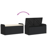 NNEVL Storage Bench with Cushion Black 115x51x52 cm Poly Rattan