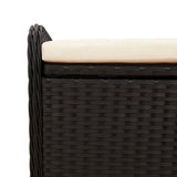 NNEVL Storage Bench with Cushion Black 115x51x52 cm Poly Rattan