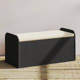 NNEVL Storage Bench with Cushion Black 115x51x52 cm Poly Rattan