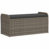 NNEVL Storage Bench with Cushion Grey 115x51x52 cm Poly Rattan