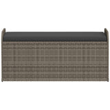 NNEVL Storage Bench with Cushion Grey 115x51x52 cm Poly Rattan