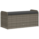 NNEVL Storage Bench with Cushion Grey 115x51x52 cm Poly Rattan