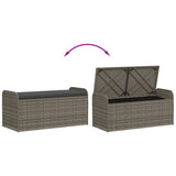 NNEVL Storage Bench with Cushion Grey 115x51x52 cm Poly Rattan