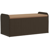 NNEVL Storage Bench with Cushion Brown 115x51x52 cm Poly Rattan