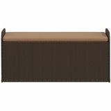 NNEVL Storage Bench with Cushion Brown 115x51x52 cm Poly Rattan
