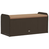 NNEVL Storage Bench with Cushion Brown 115x51x52 cm Poly Rattan