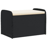 NNEVL Storage Bench with Cushion Black 80x51x52 cm Poly Rattan