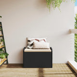 NNEVL Storage Bench with Cushion Black 80x51x52 cm Poly Rattan